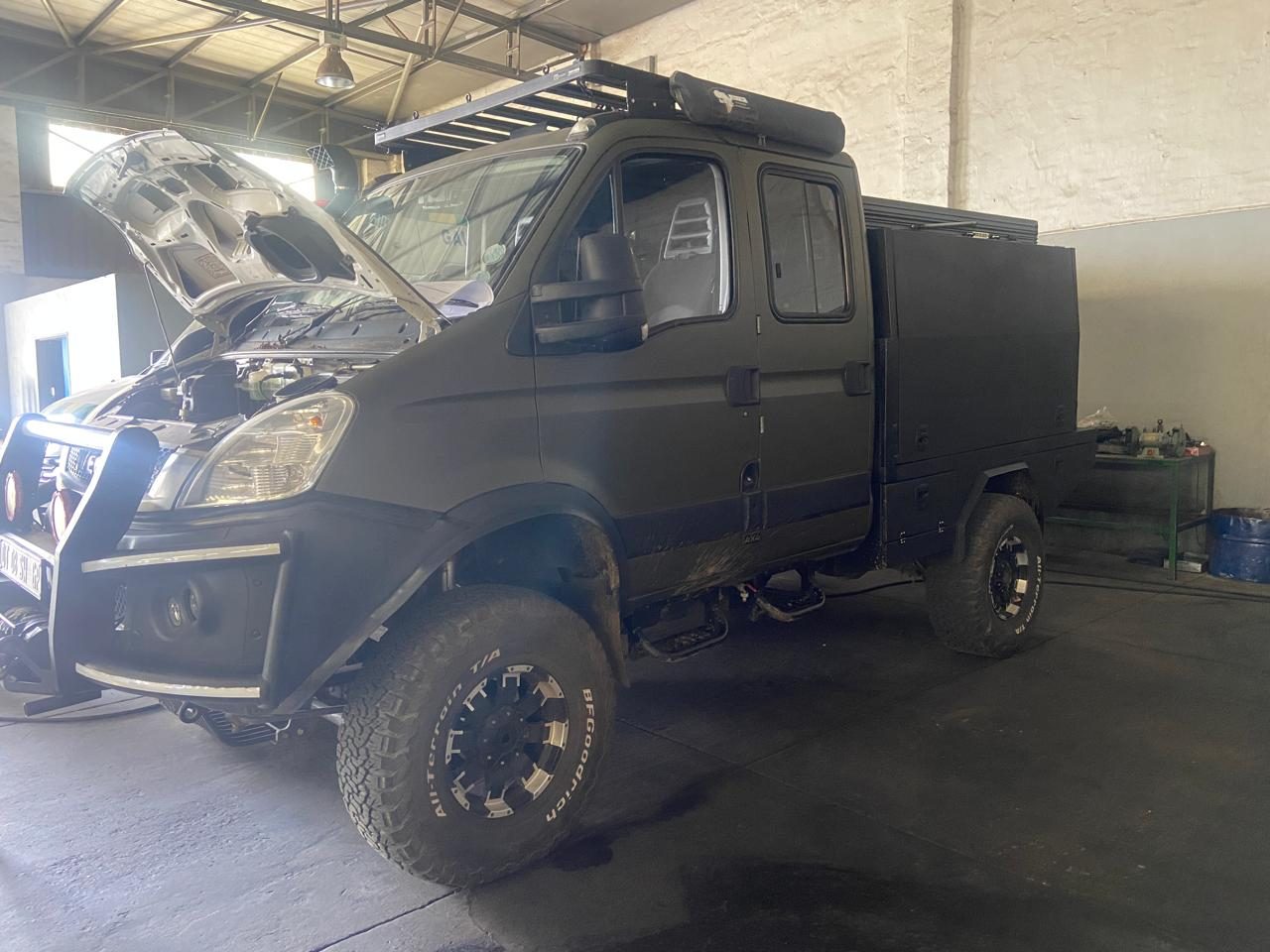 Iveco 4x4 double cab in RCV workshop
