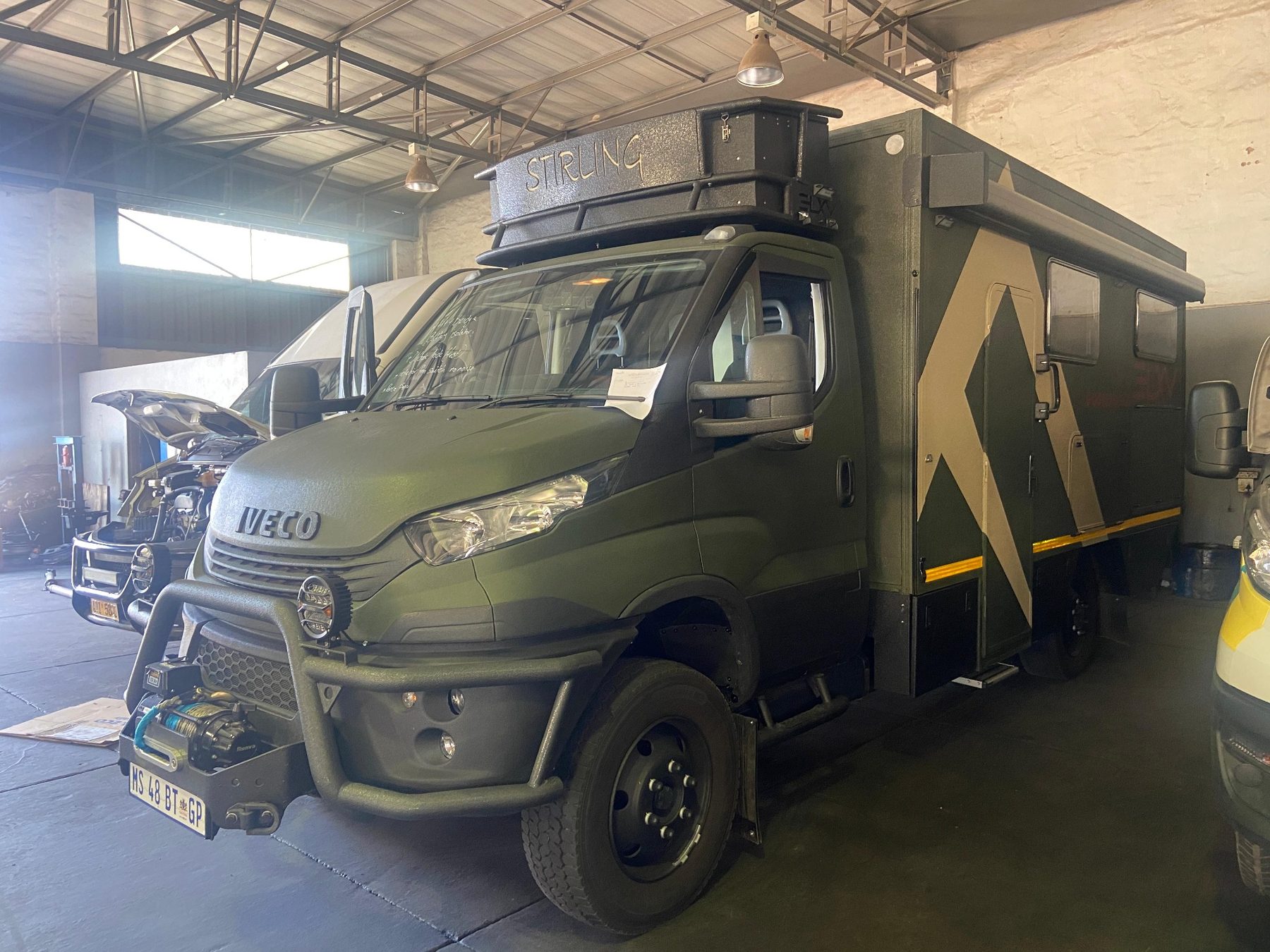 Iveco Daily 4x4 camper in RCV workshop
